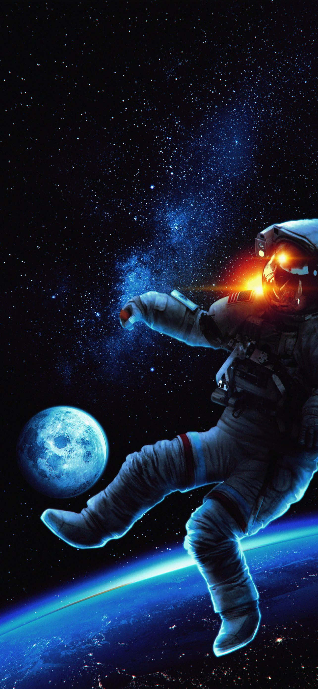 Astronaut, Space, Glowing helmet visor, 2K Phone Wallpaper