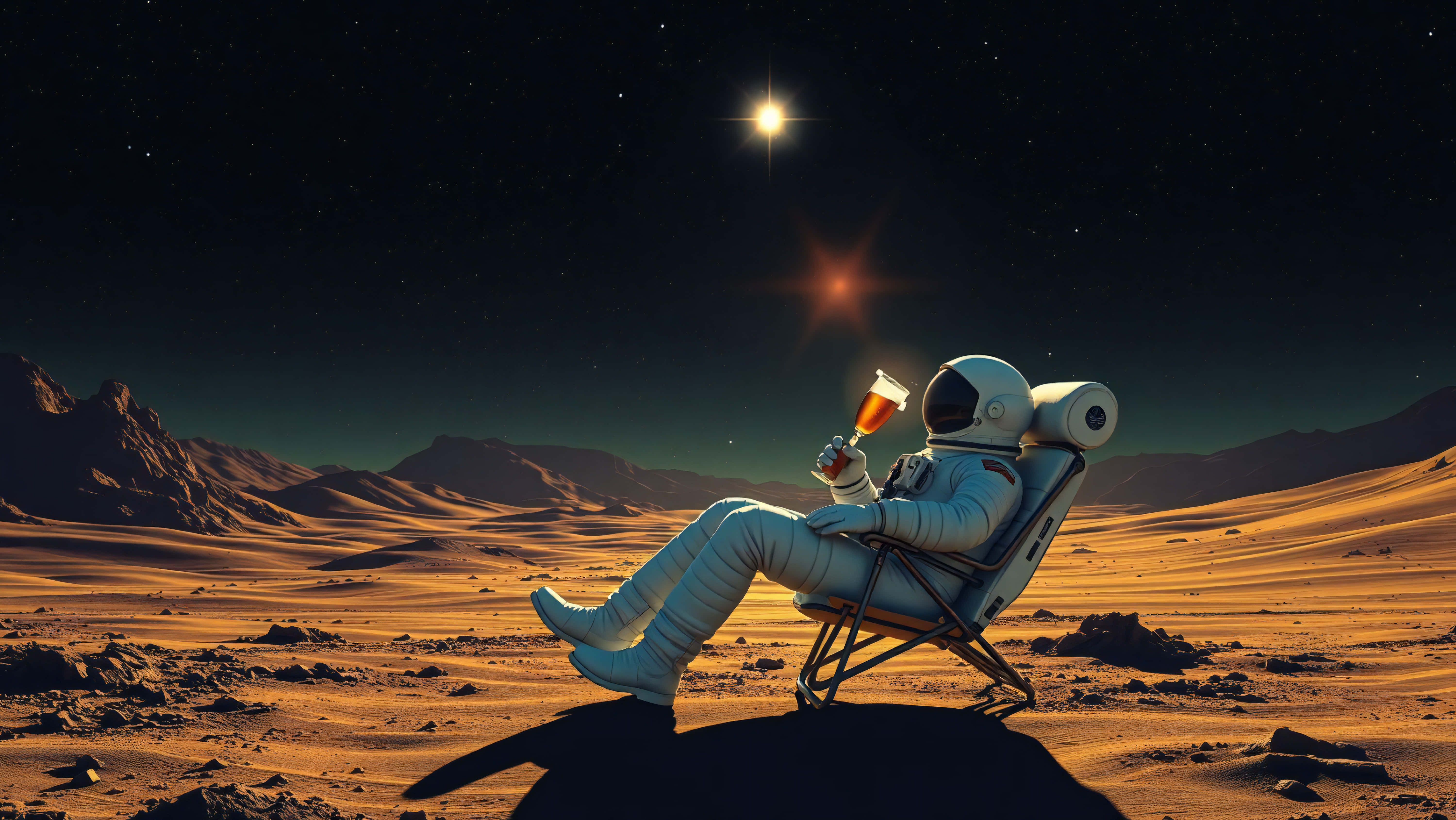 astronaut, white suit, desert planet, 5K Desktop Wallpaper