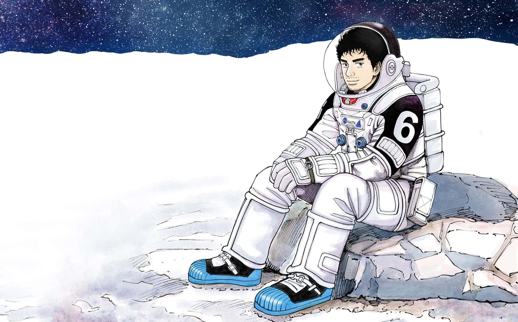 Astronaut, white suit, number six on the arm, HD Desktop Wallpaper
