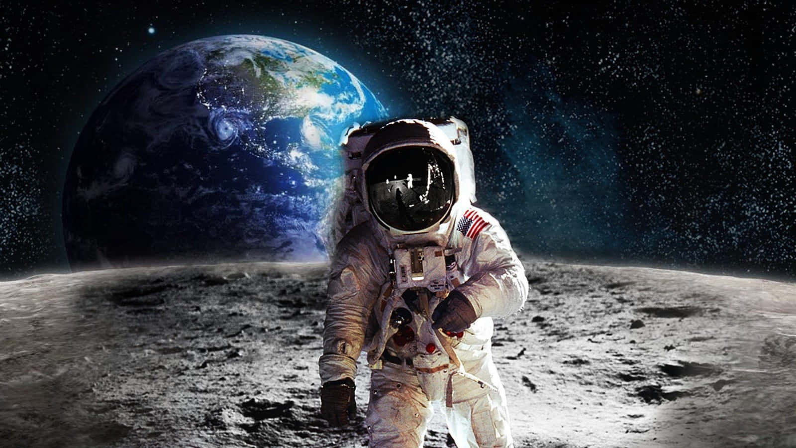 Astronaut, Moon, Earth, HD Desktop Wallpaper