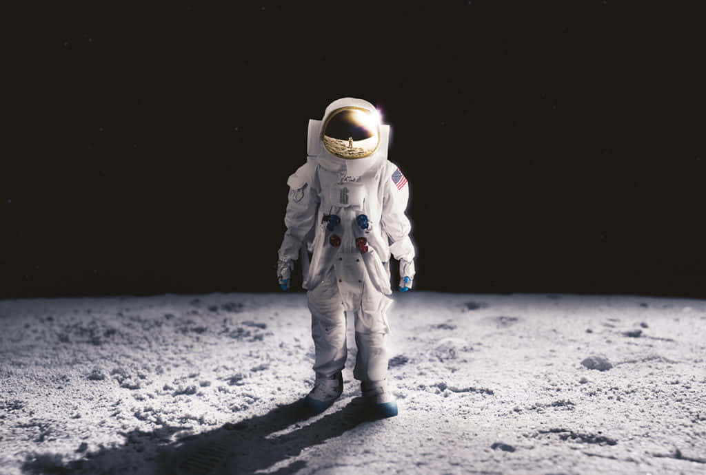 Astronaut, Moon, white spacesuit, SD Desktop Wallpaper