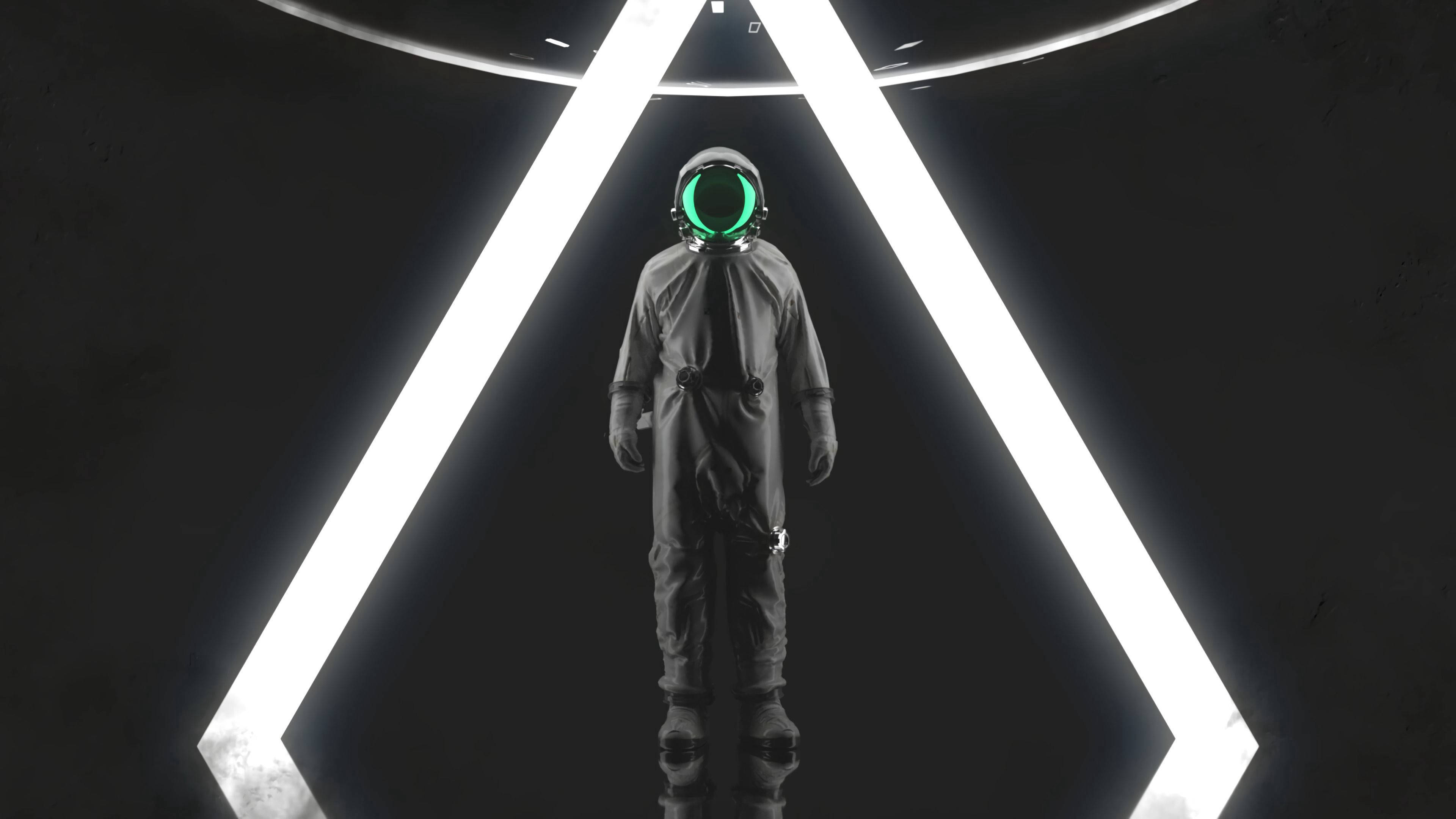 light prism aesthetic, astronaut, grey suit, 4K Desktop Wallpaper