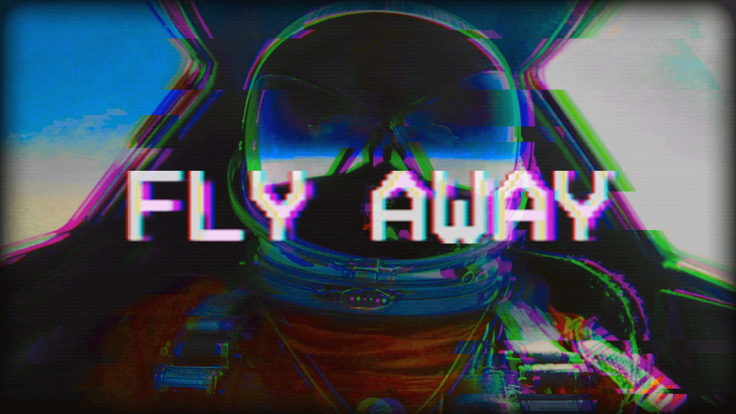 Grunge Aesthetic Astronaut, FLY AWAY, glitchy astronaut, 2K Desktop Wallpaper