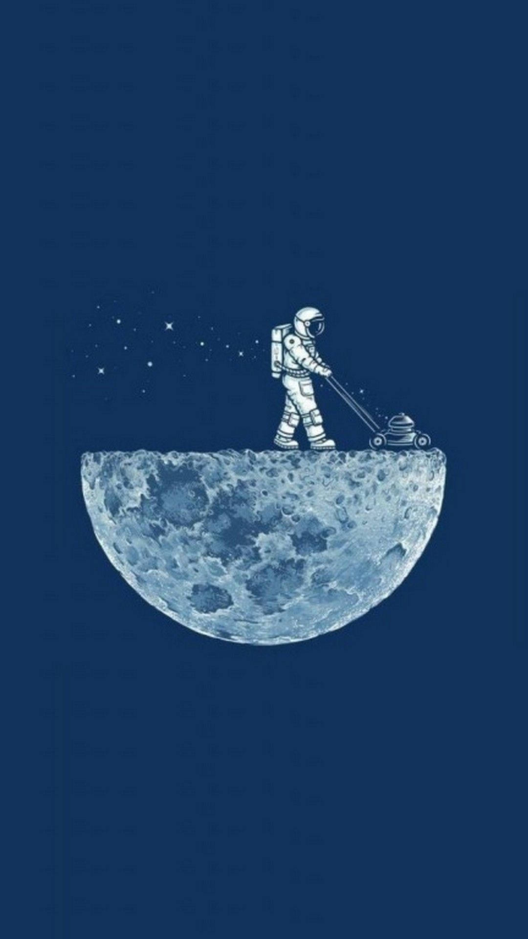 minimalist tablet astronaut, moon, lawnmower, Full HD Phone Wallpaper