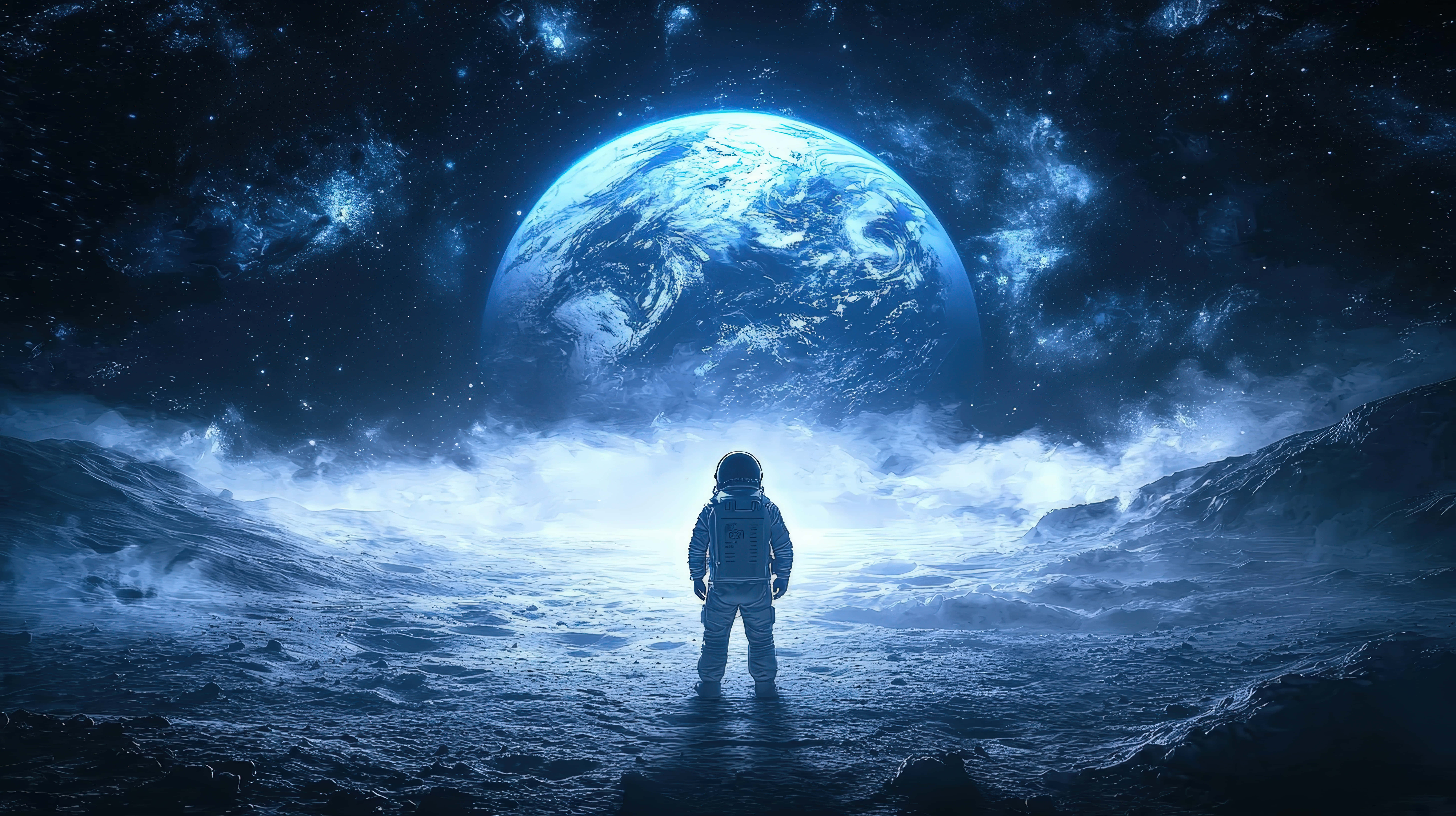 astronaut, alien landscape, Earth, 8K Desktop Wallpaper