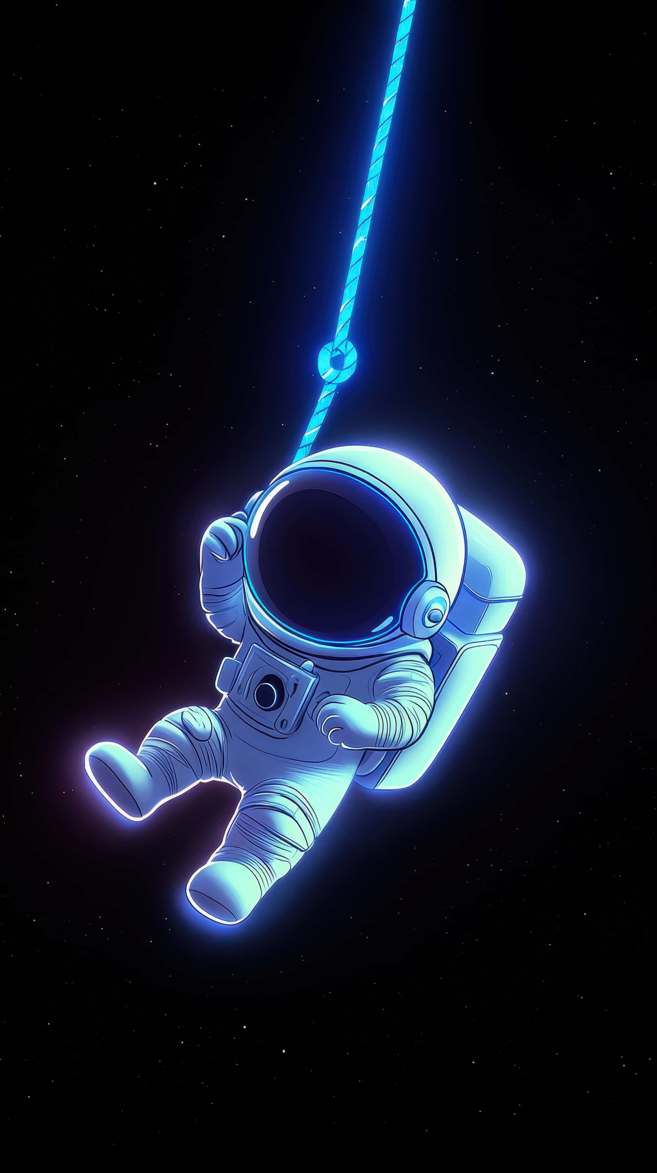 astronaut, neon rope, vibrant galactic backdrop, 4K Phone Wallpaper