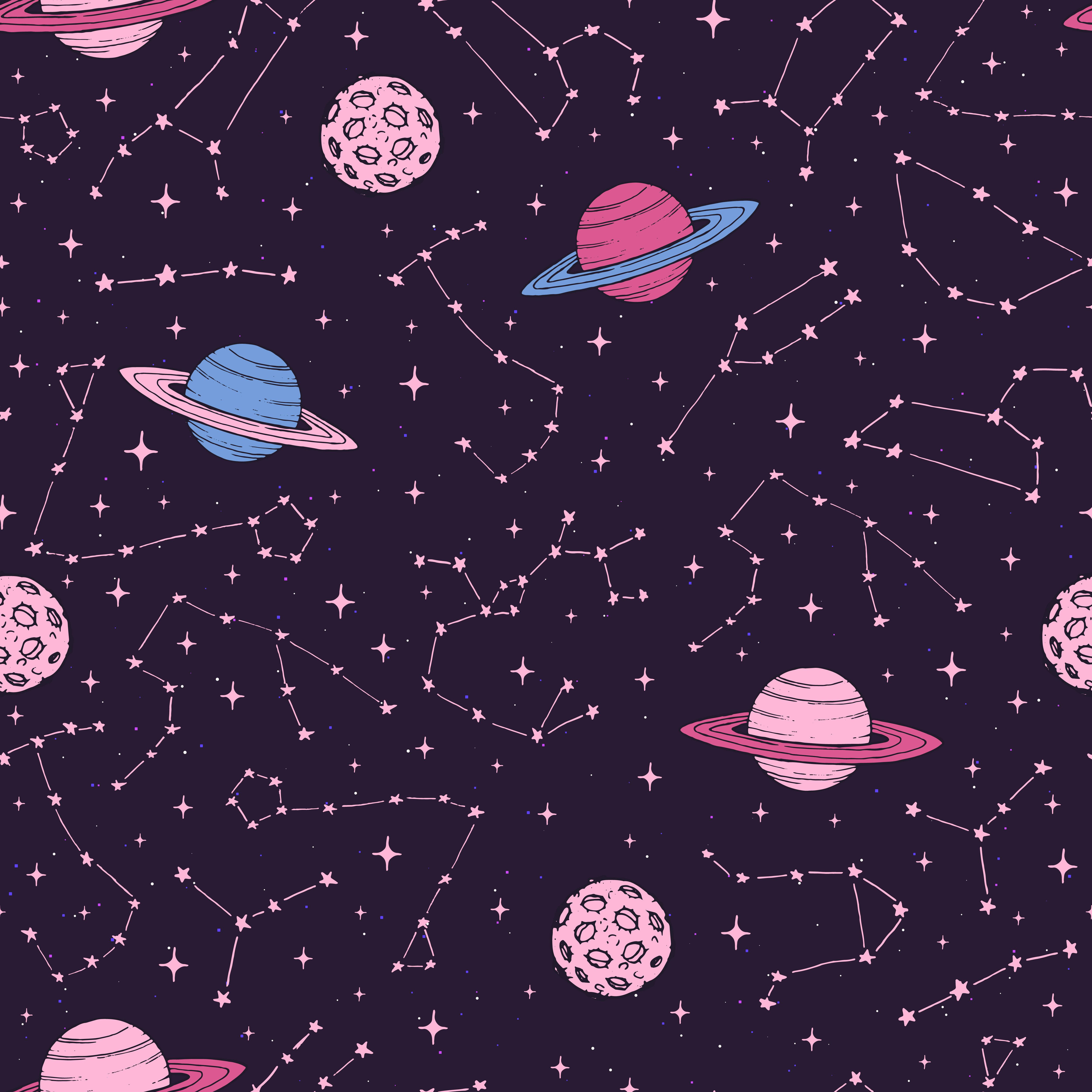 zodiac constellations, planets, moons, 4K Desktop Wallpaper