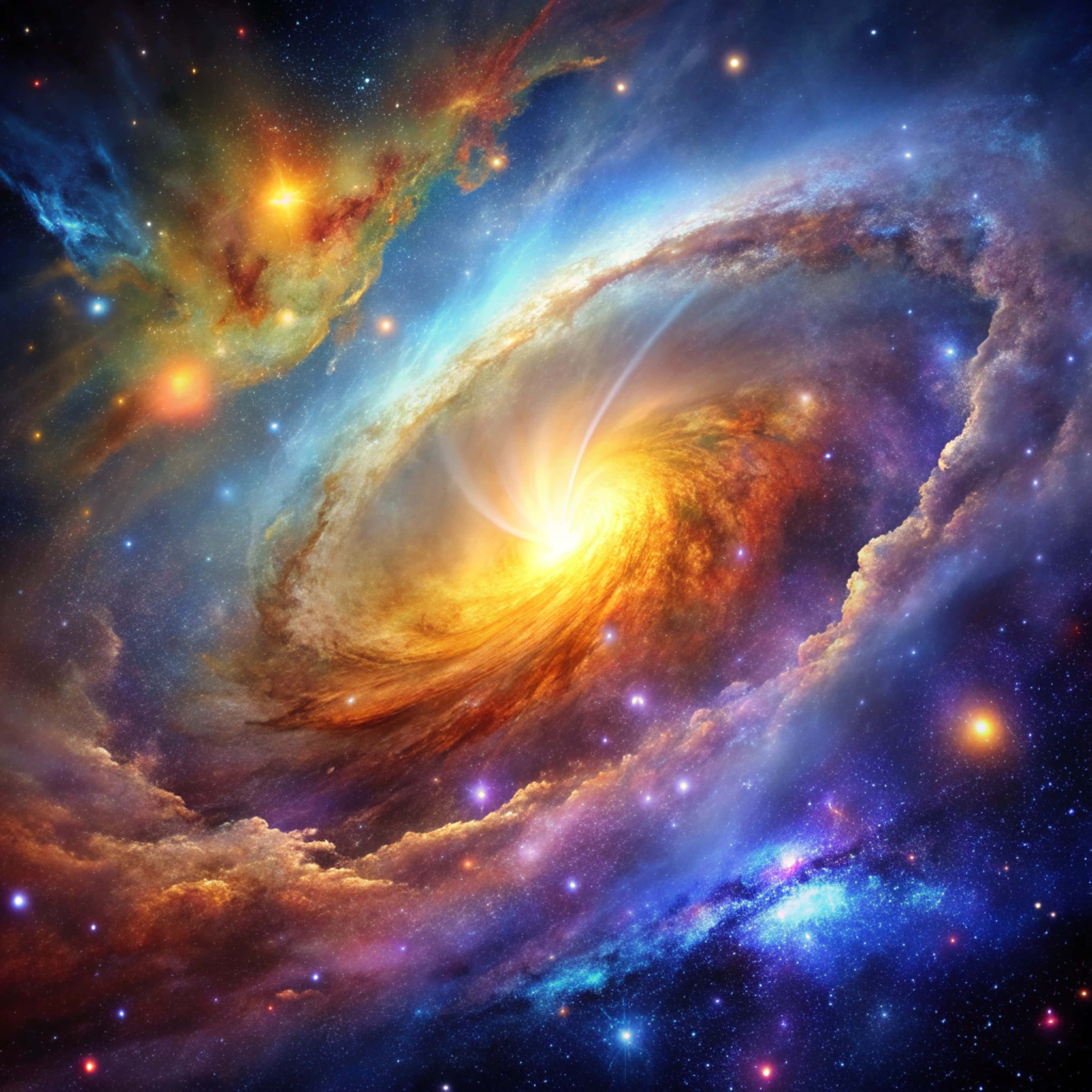 galaxy, spiral galaxy, golden core, 4K Desktop Wallpaper