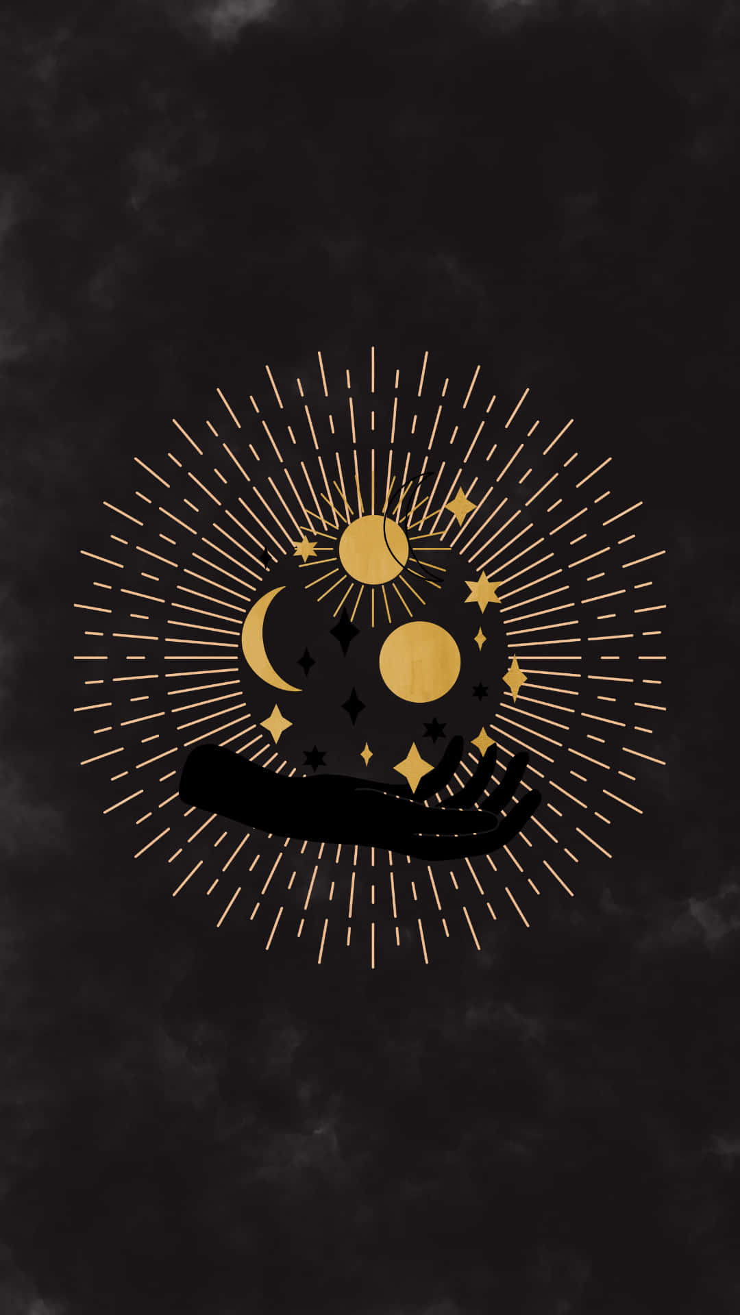 Aesthetic Astrology, golden celestial symbols, sun, Full HD Phone Wallpaper