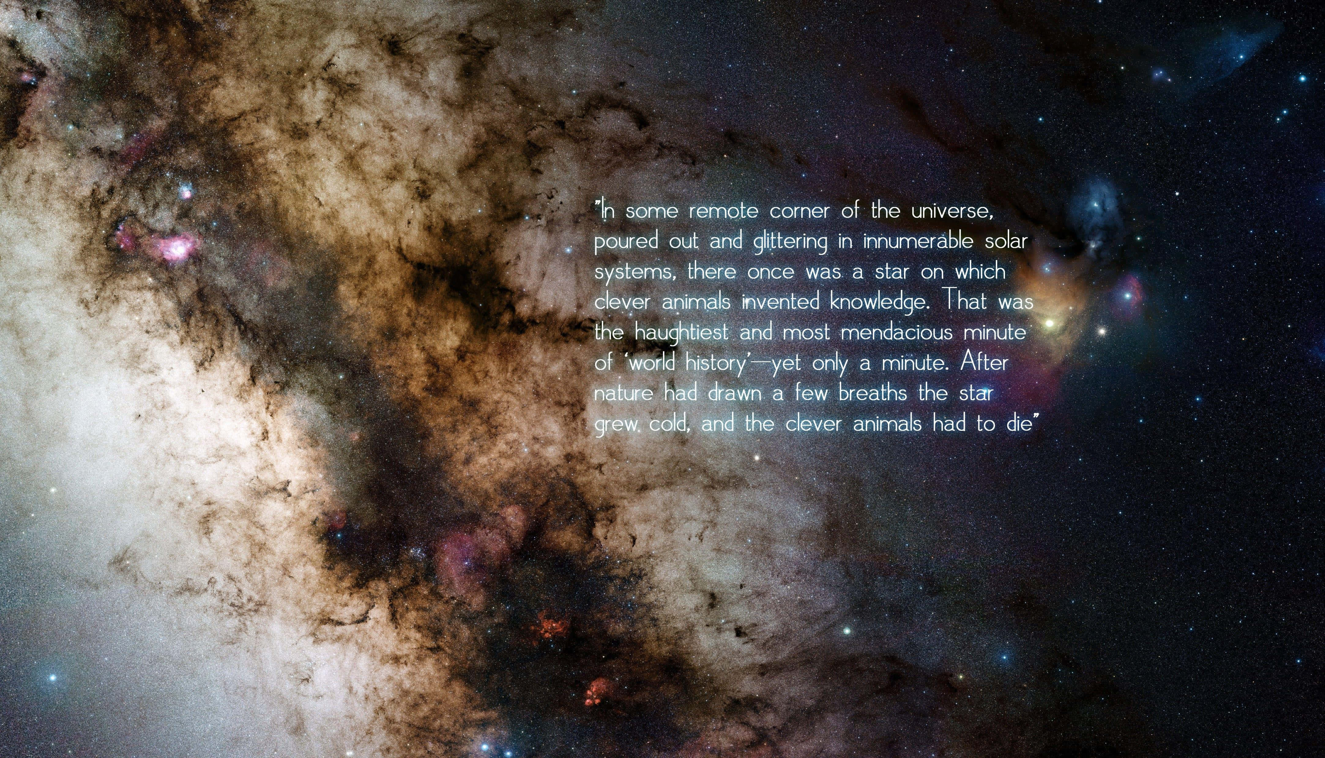 cosmic nebula, brown and purple gas clouds, starfield, 4K Desktop Wallpaper