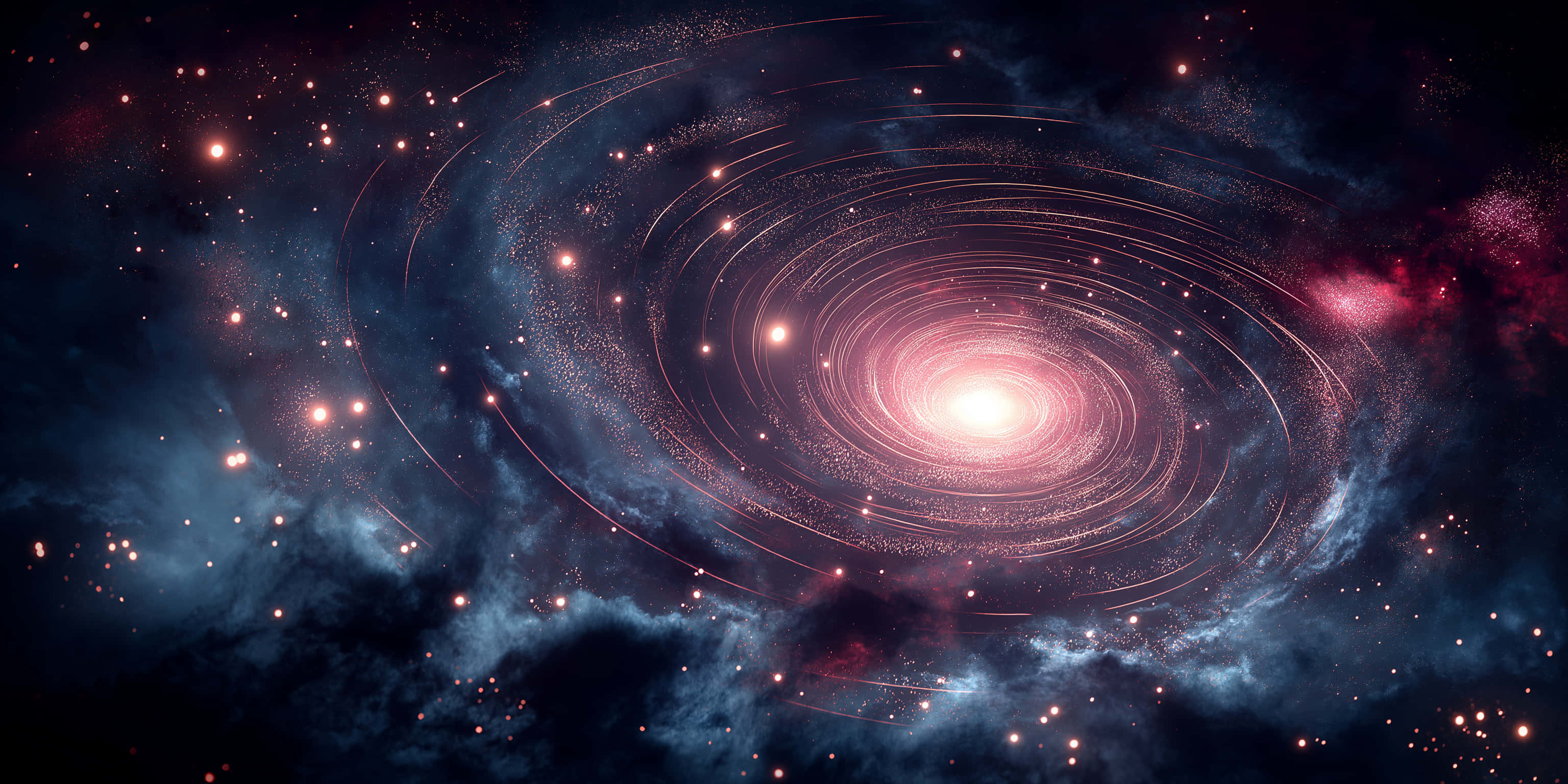 cosmic swirling wormhole, deep space, glowing spiral galaxy, 2K Desktop Wallpaper