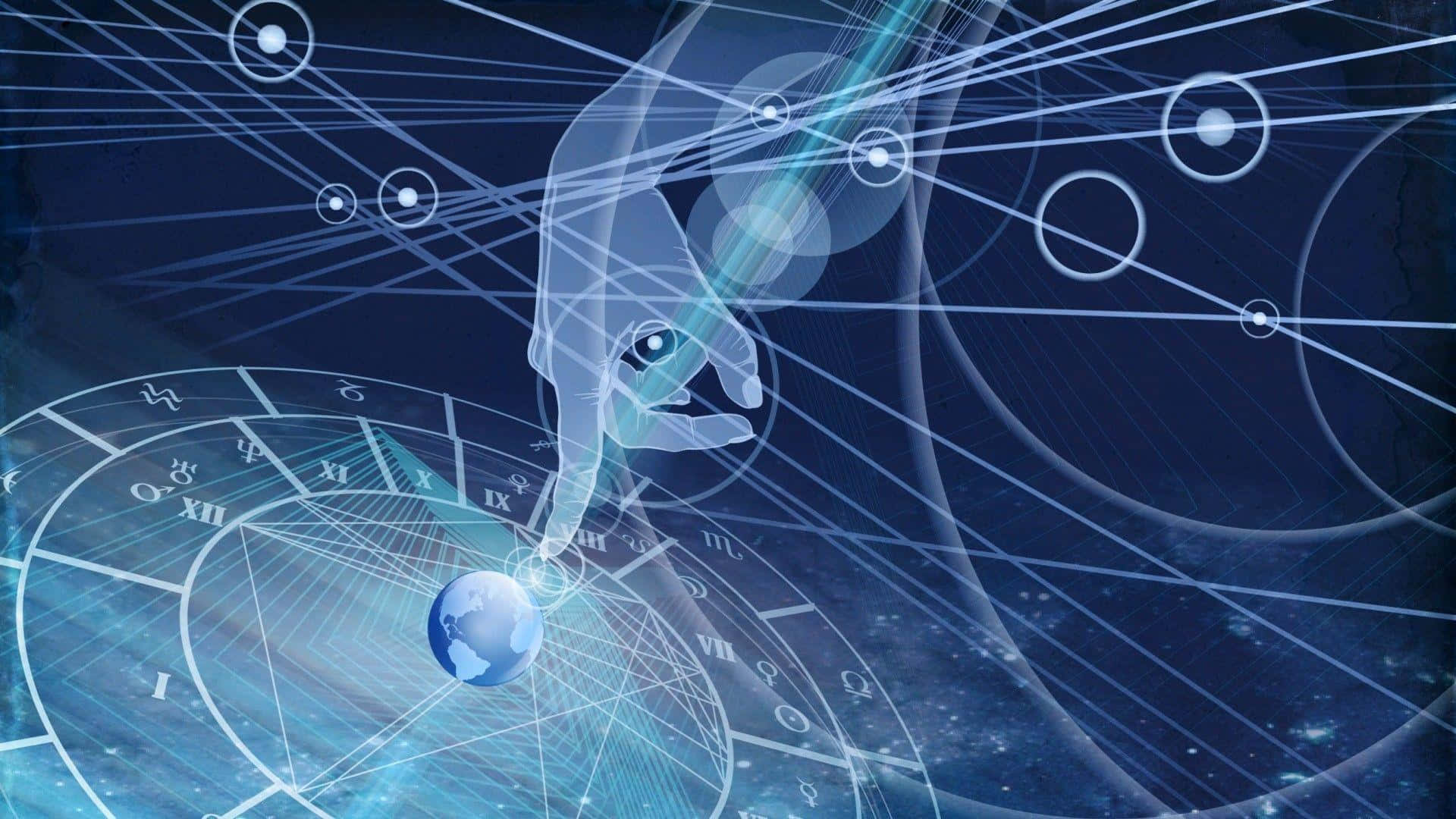 astrological chart, cosmic energy, glowing globe, Full HD Desktop Wallpaper