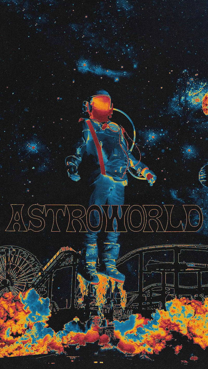 Astroworld, astronaut, fiery amusement park ride, HD Phone Wallpaper