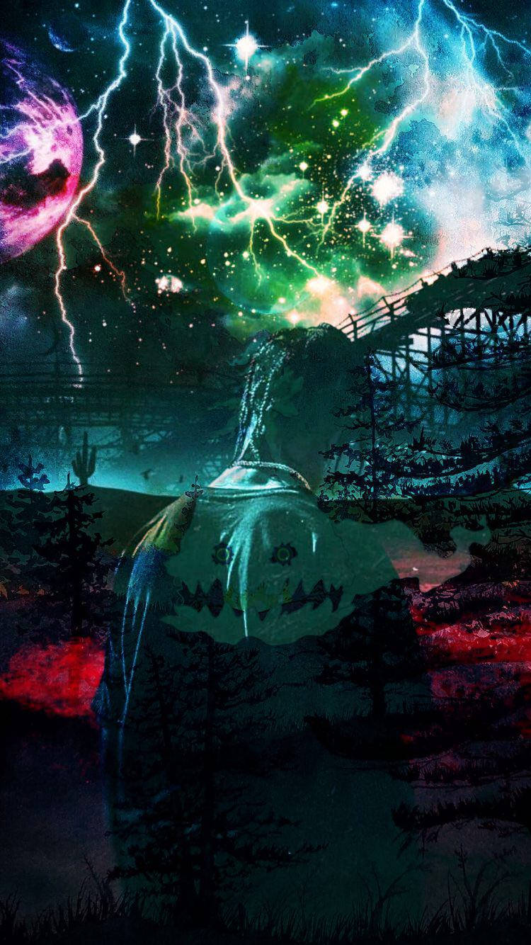 Astroworld, neon lightning, alien planets, HD Phone Wallpaper