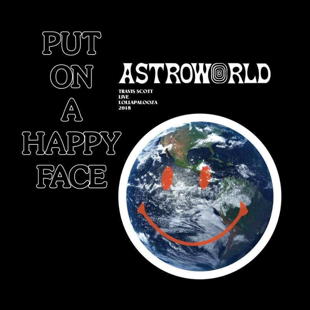 Astroworld, smiling Earth, orange eyes, SD Desktop Wallpaper