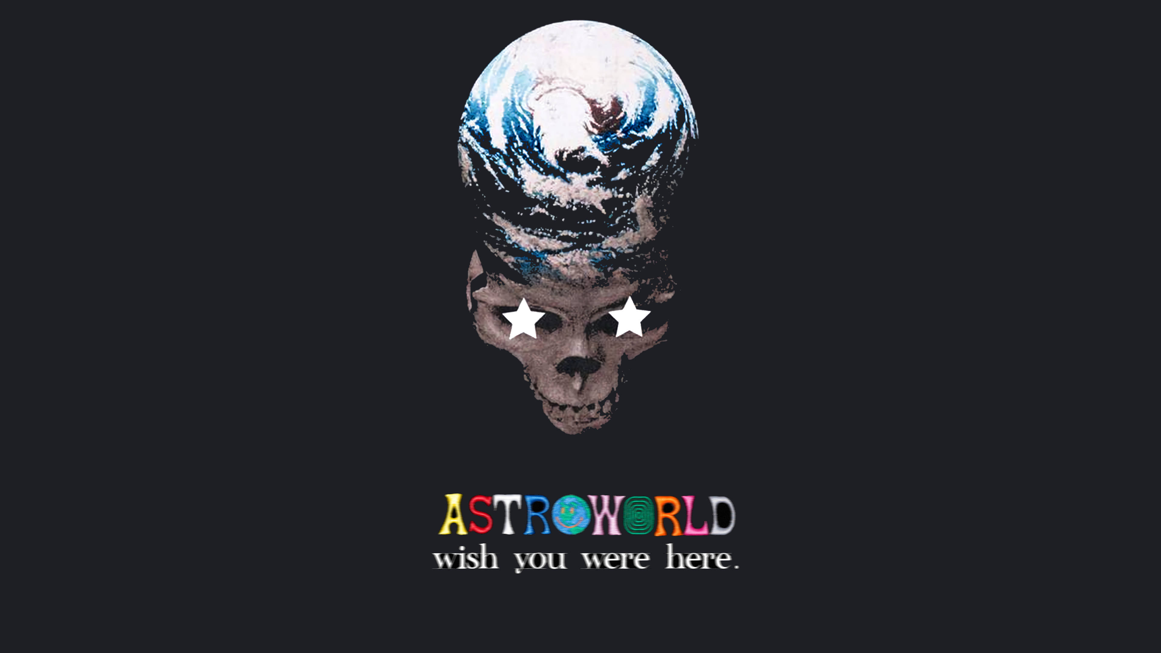 Astroworld, skull, globe for a head, 4K Desktop Wallpaper