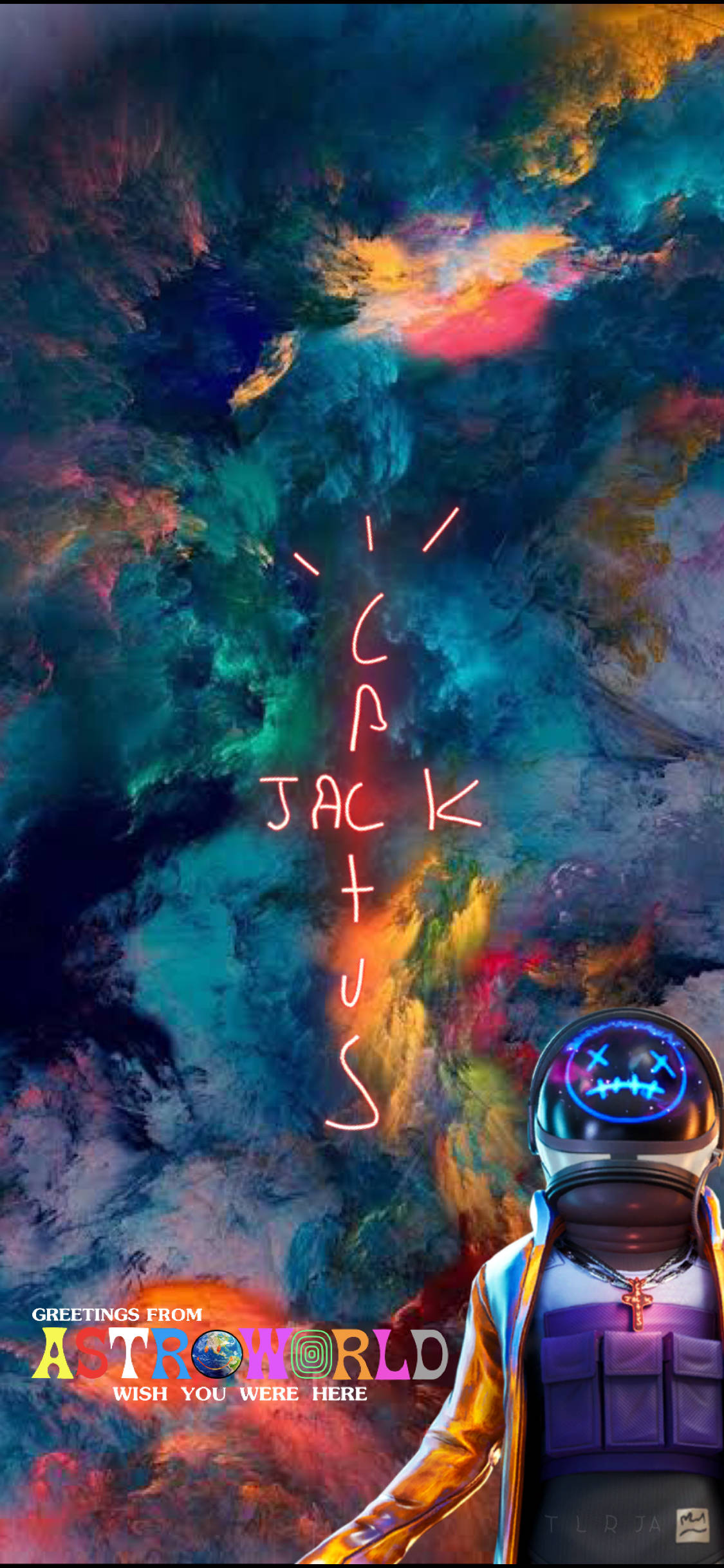 Astroworld, iPhone 11, neon-lit astronaut, Full HD Phone Wallpaper