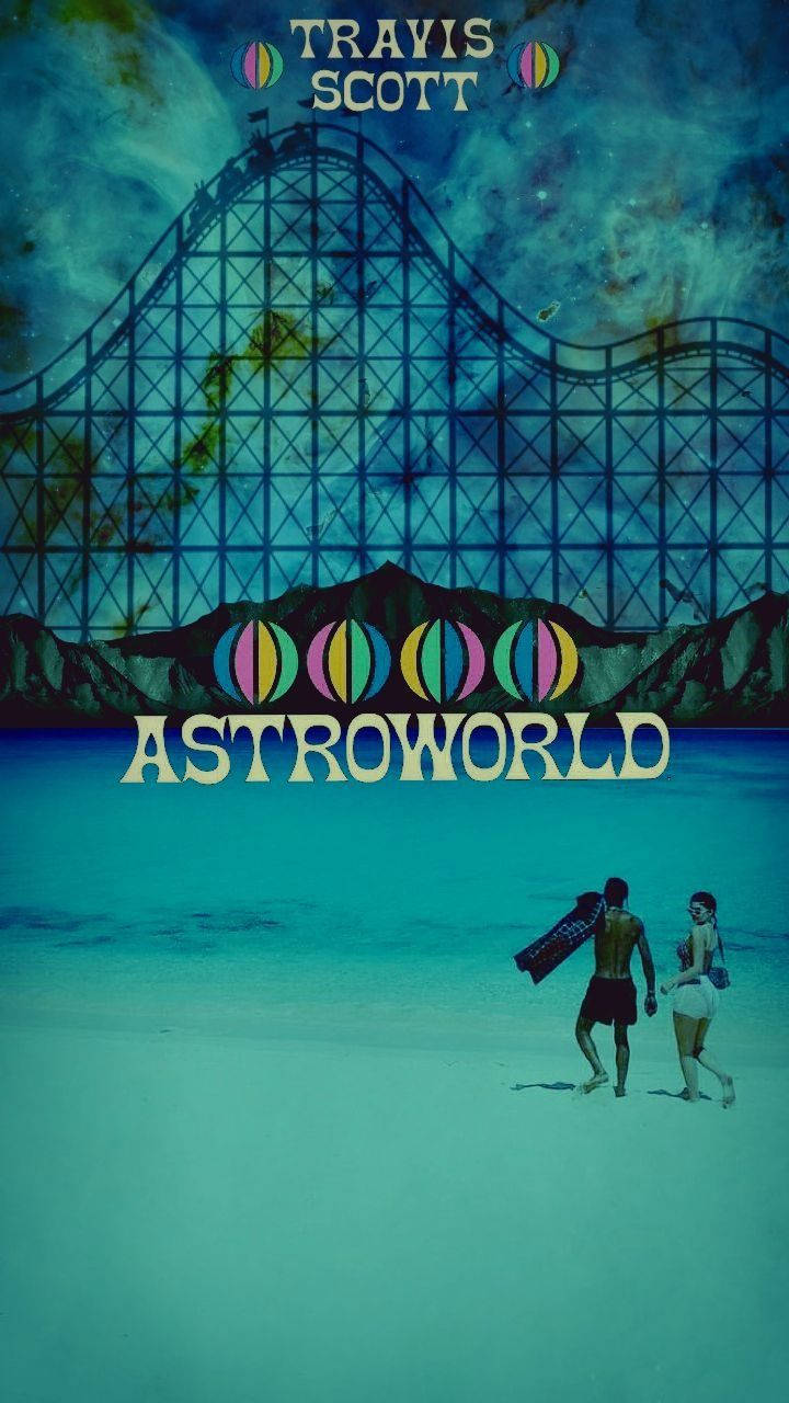 Astroworld, turquoise beach, giant roller coaster, HD Phone Wallpaper