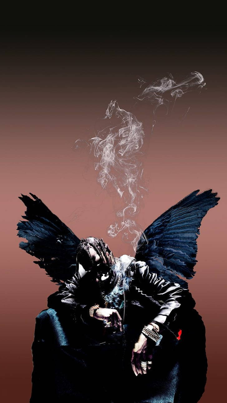 Astroworld, iPhone, dark-winged figure, HD Phone Wallpaper
