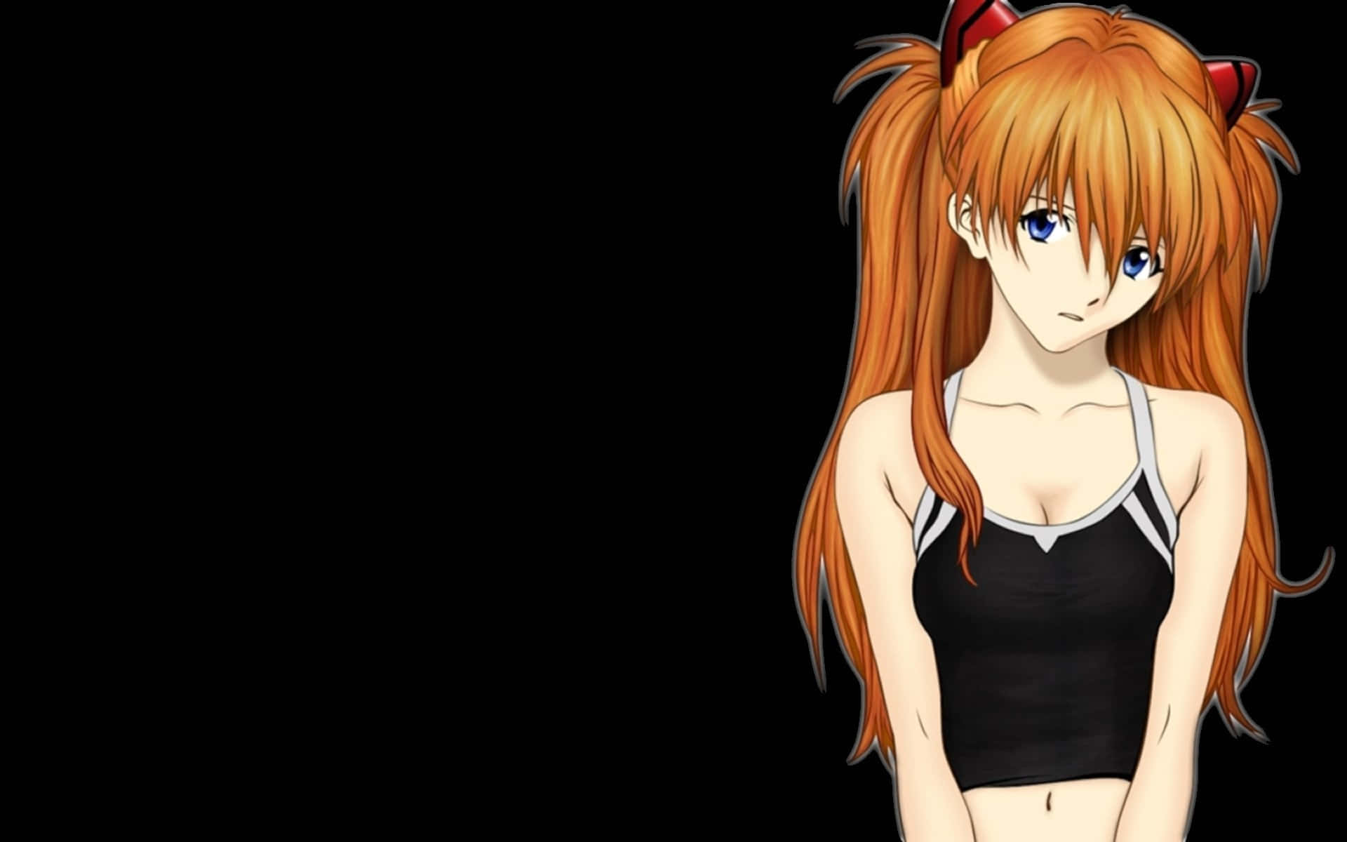Asuka Langley Soryu, orange pigtails, red cat ears, Full HD Desktop Wallpaper