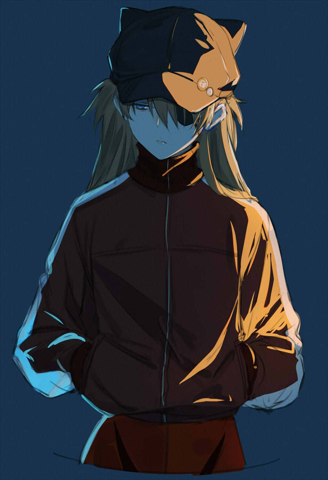 Asuka Langley Soryu, cat ears, dual-toned jacket, HD Phone Wallpaper