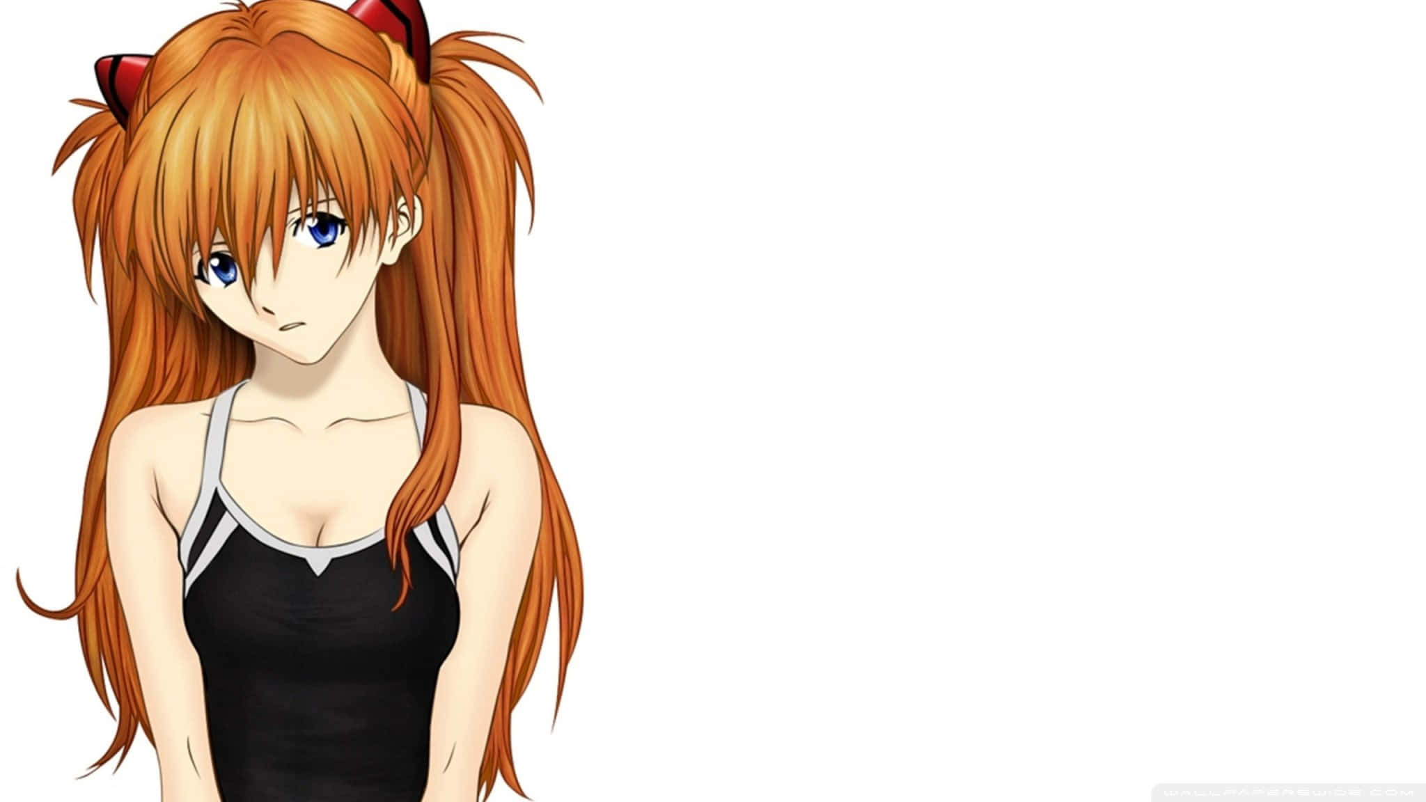 Asuka Langley Soryu, orange pigtails, red cat ears, Full HD Desktop Wallpaper