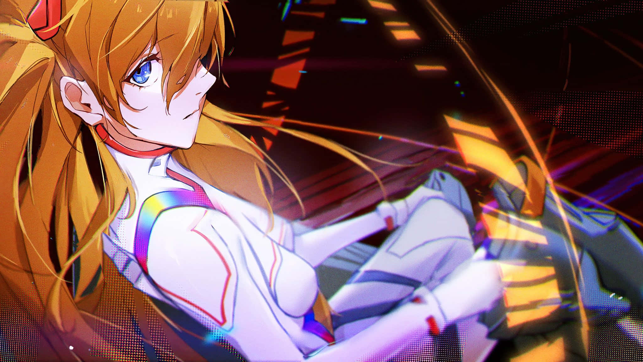 Asuka Langley Soryu, orange hair, blue eyes, Full HD Desktop Wallpaper