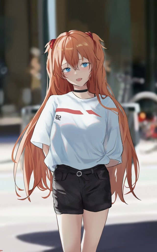Asuka Langley Soryu, orange pigtails, blue eyes, SD Phone Wallpaper