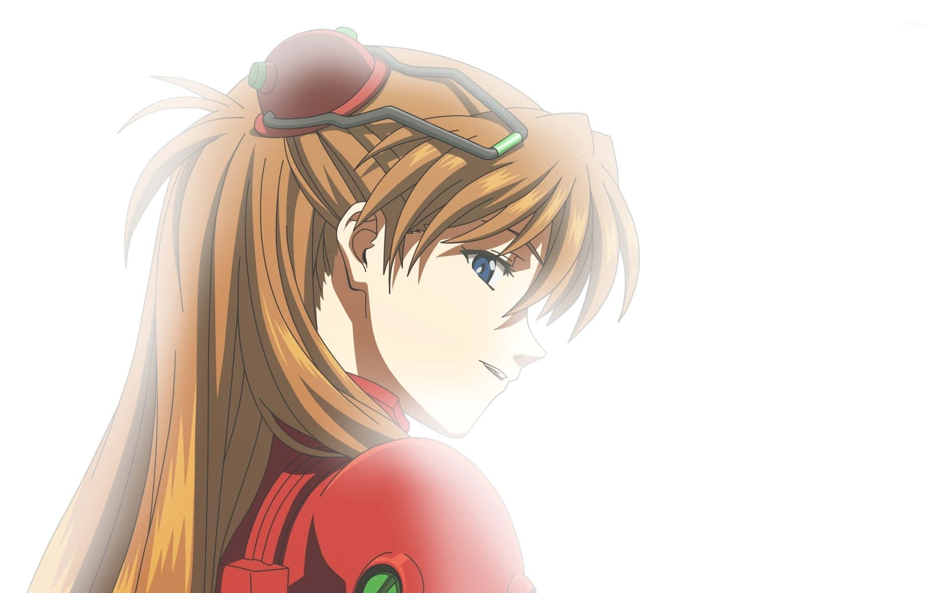 Asuka Langley Soryu, long brown hair, red helmet-like headgear, Full HD Desktop Wallpaper