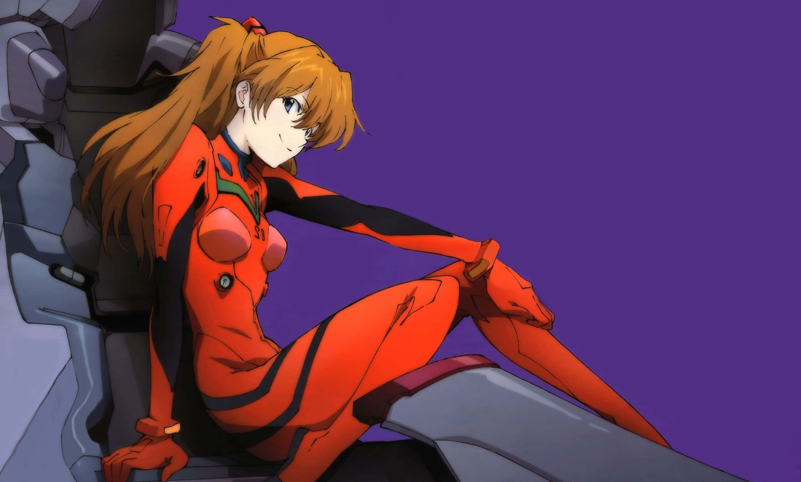 Asuka Langley Soryu, red plug suit, orange hair, 2K Desktop Wallpaper