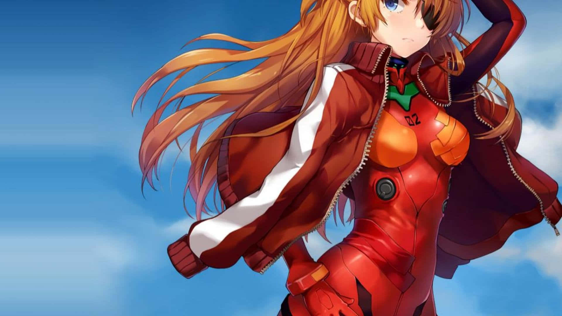Asuka Langley Soryu, plugsuit, long orange hair, Full HD Desktop Wallpaper