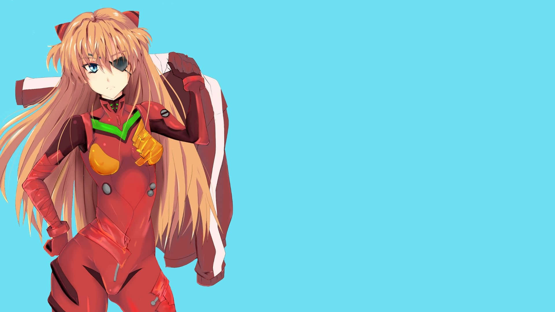 Asuka Langley Soryu, red plug suit, long blonde hair, Full HD Desktop Wallpaper