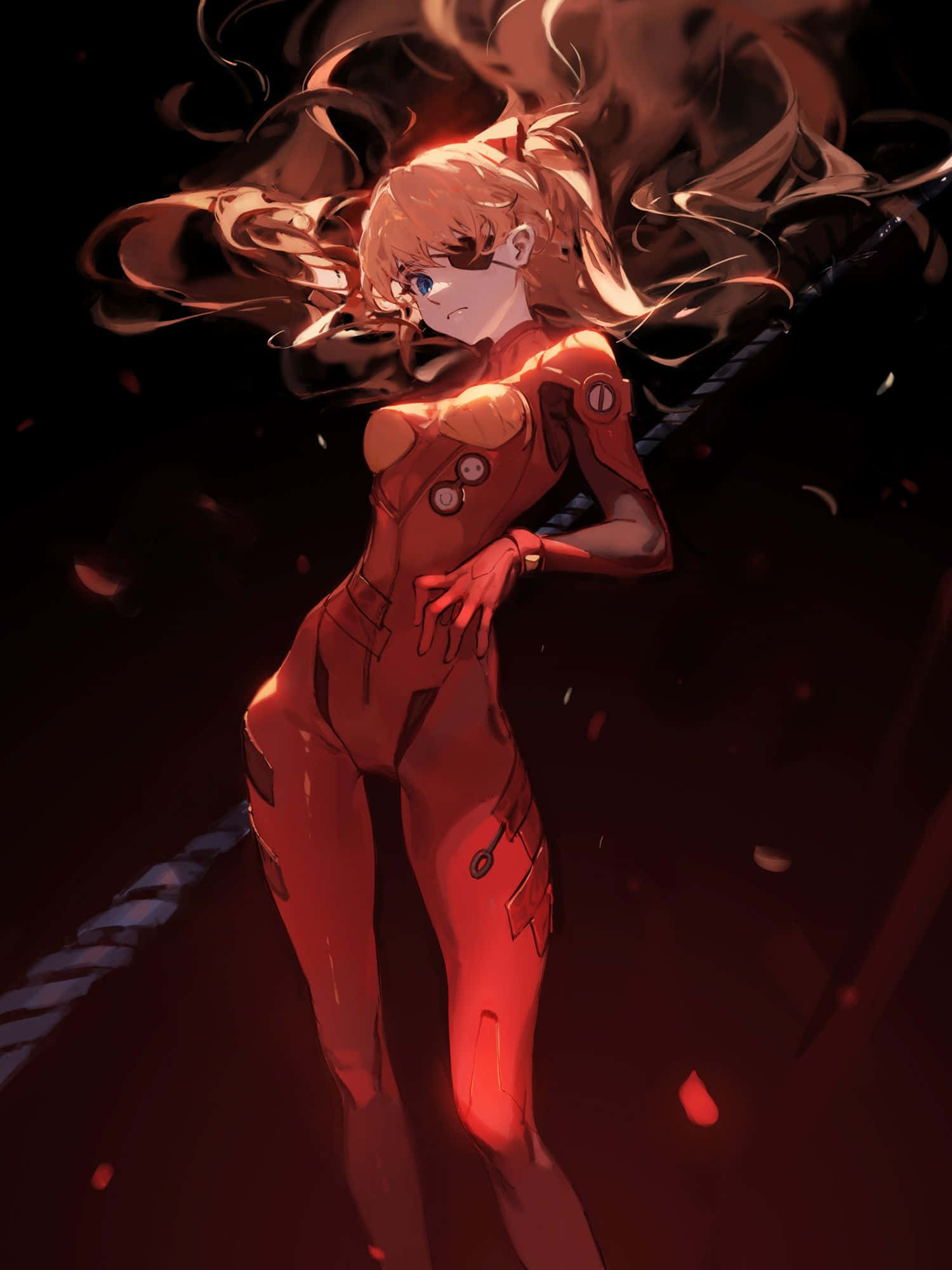 Asuka Langley Soryu, red plug suit, fiery-haired anime girl, Full HD Phone Wallpaper