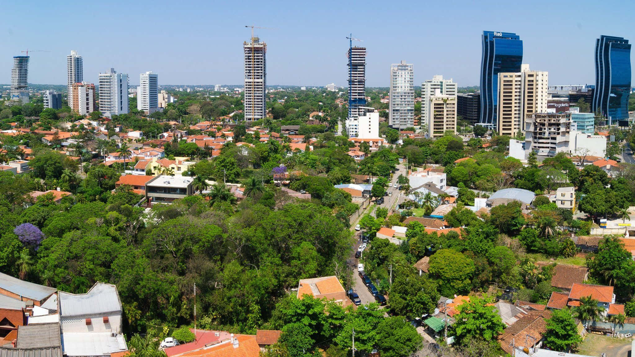 Asuncion, vibrant cityscape, lush green trees, Full HD Desktop Wallpaper