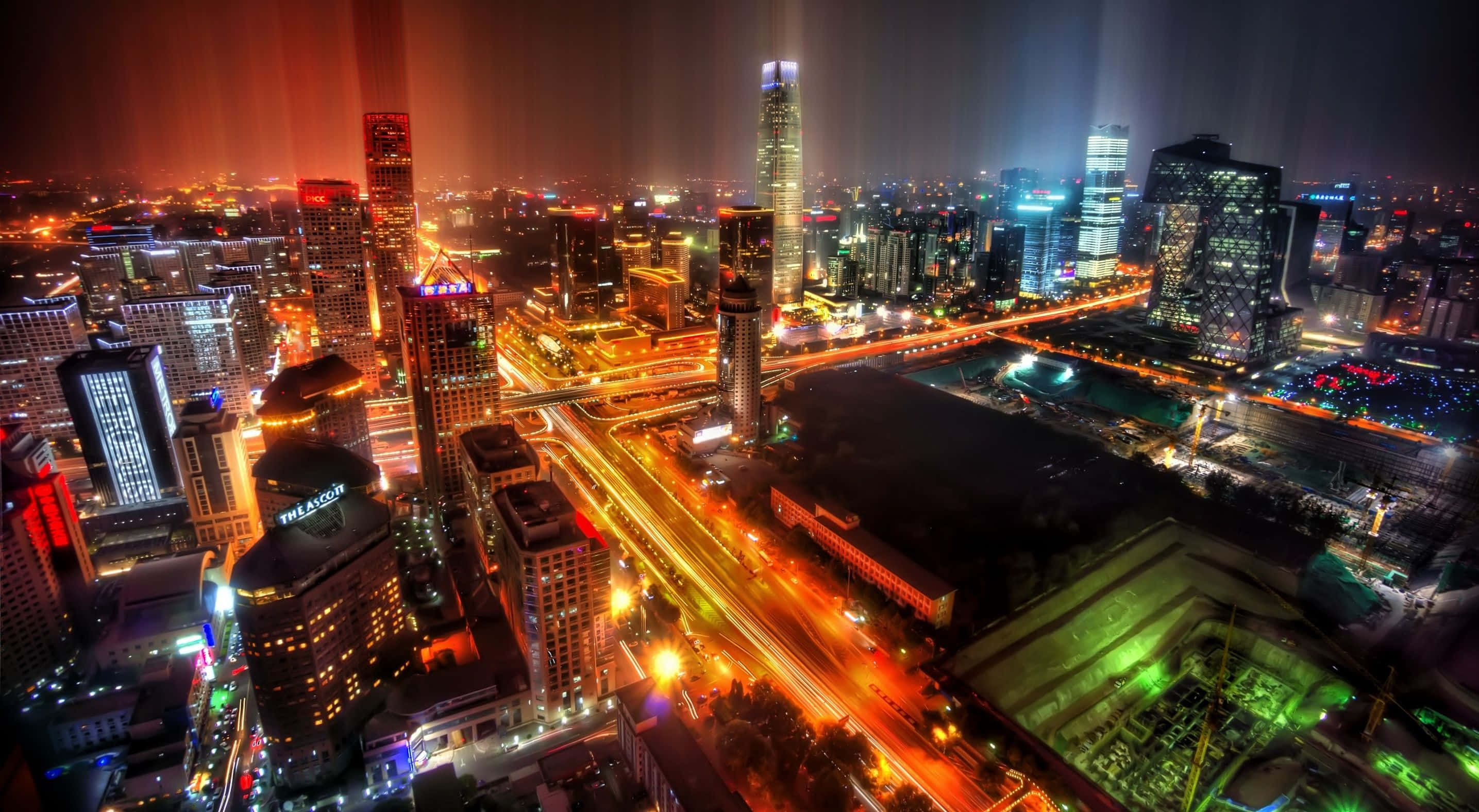 Asuncion, neon-lit cityscape, glowing skyscrapers, 2K Desktop Wallpaper