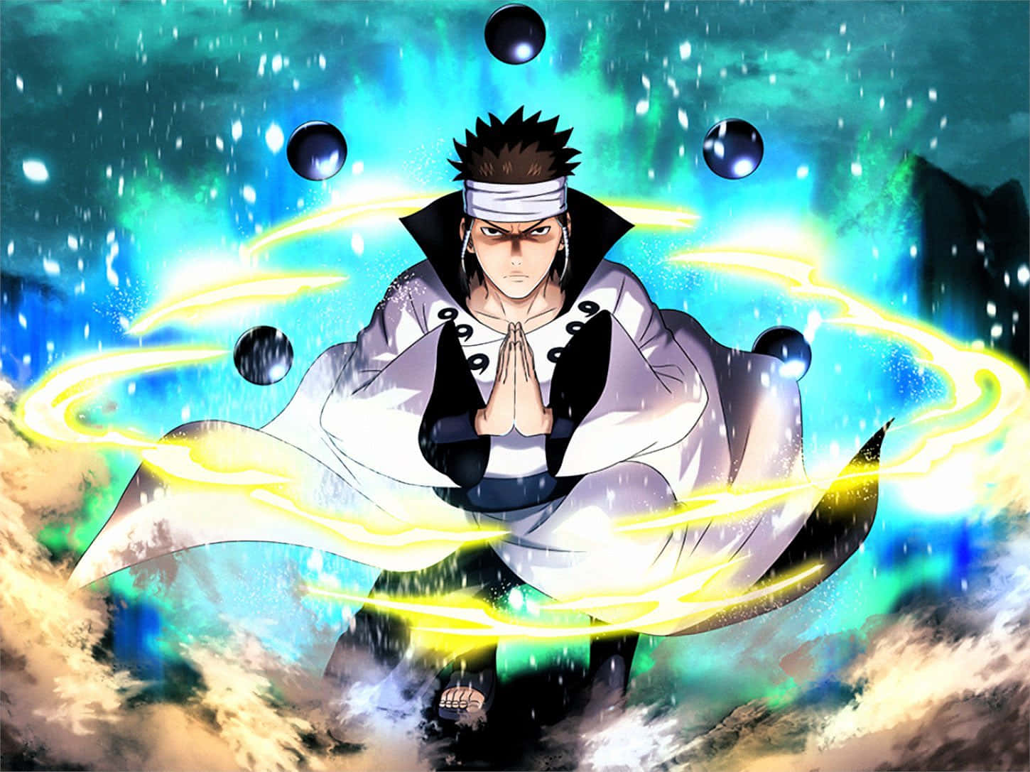 Asura Ōtsutsuki, white cloak, glowing yellow chakra, HD Desktop Wallpaper