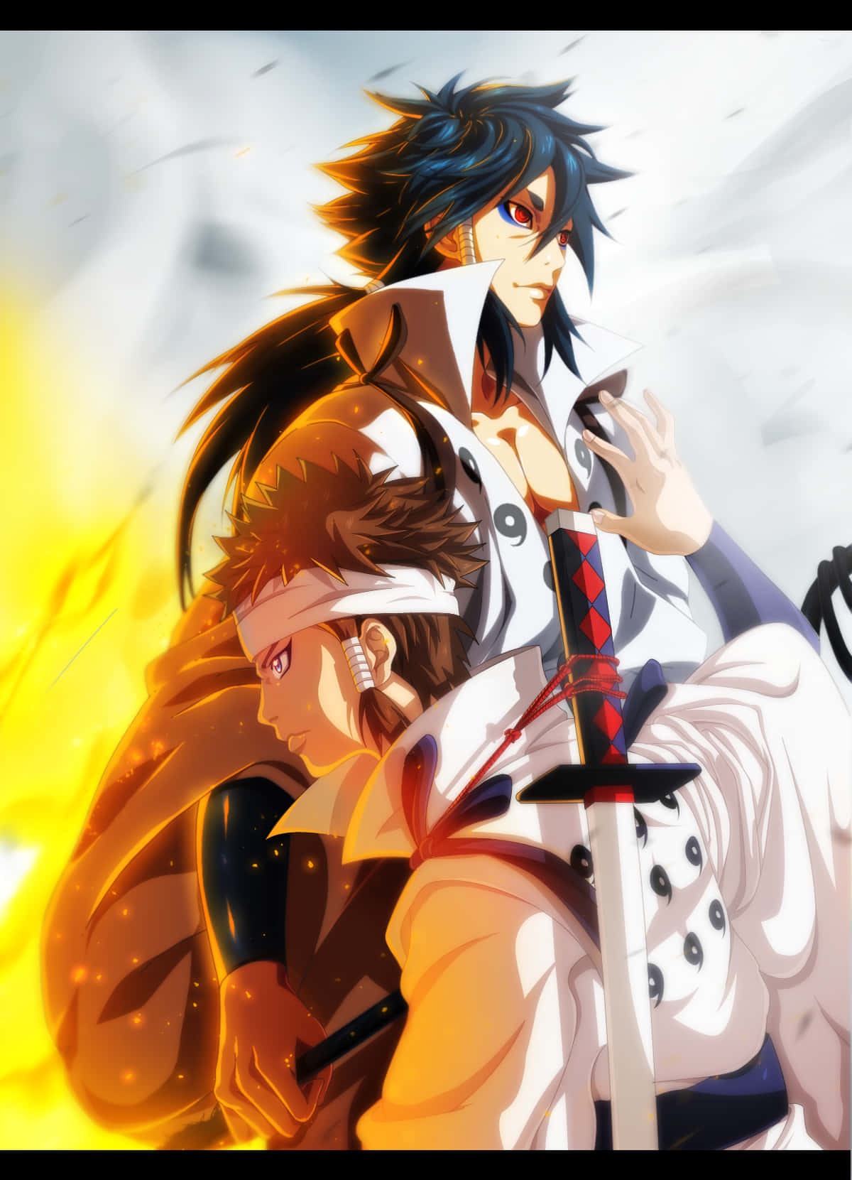 Asura Ōtsutsuki, anime warriors, fiery orange light, HD Phone Wallpaper