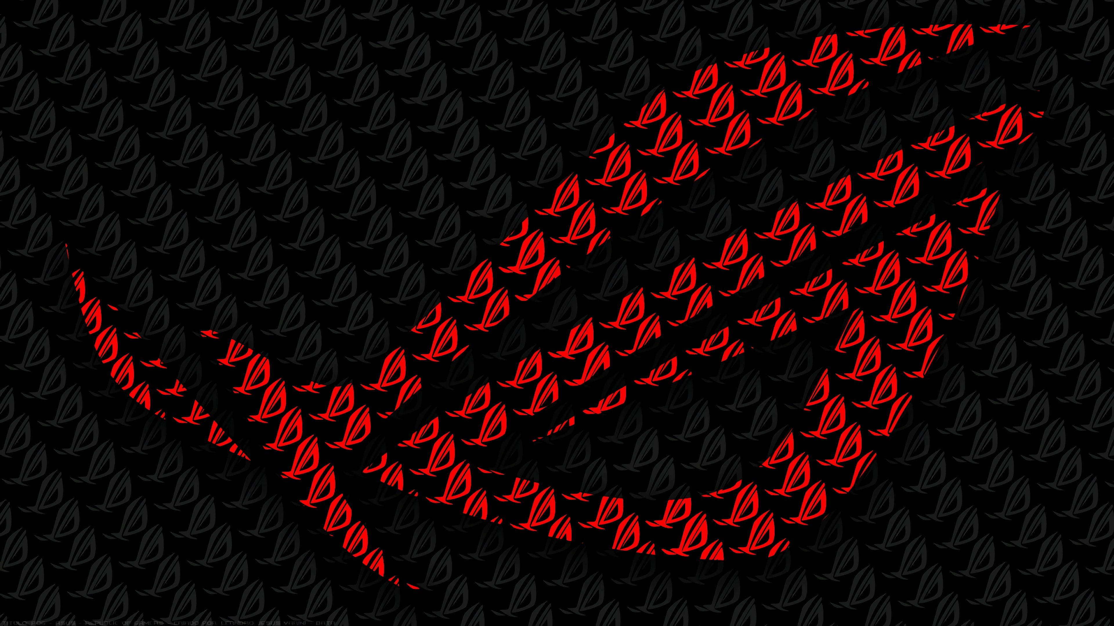 Asus Rog 4K Gaming, ROG logo, black carbon fiber texture, 4K Desktop Wallpaper