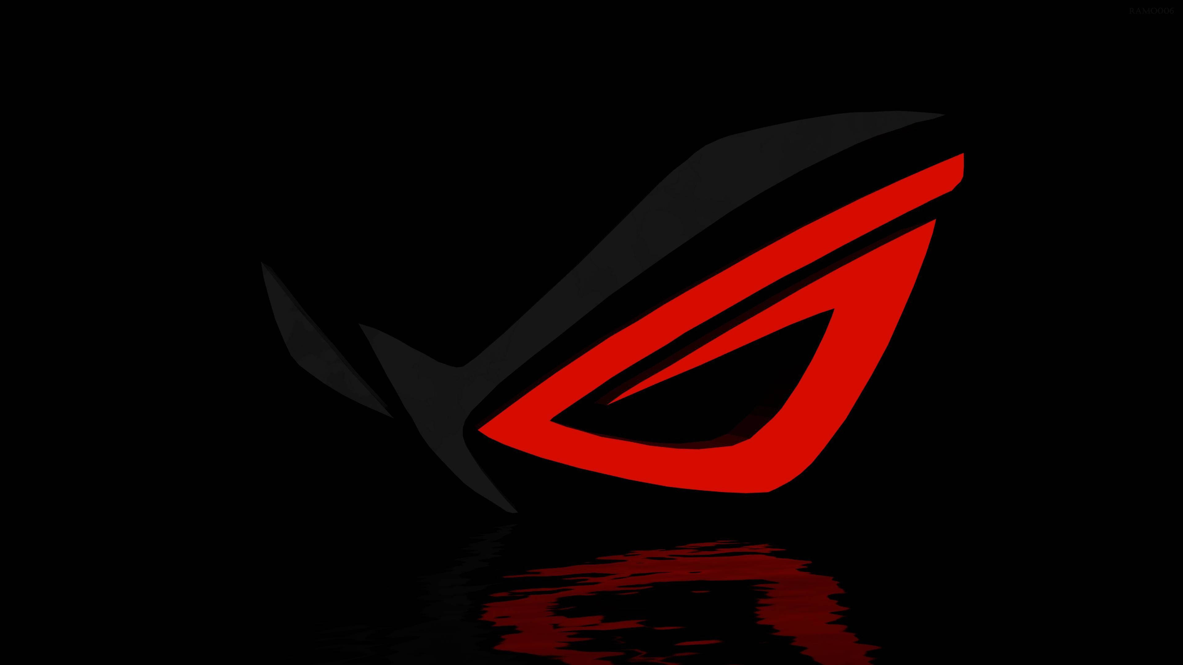 Asus Rog 4K Gaming, glowing red stylized eye logo, black accents, 4K Desktop Wallpaper