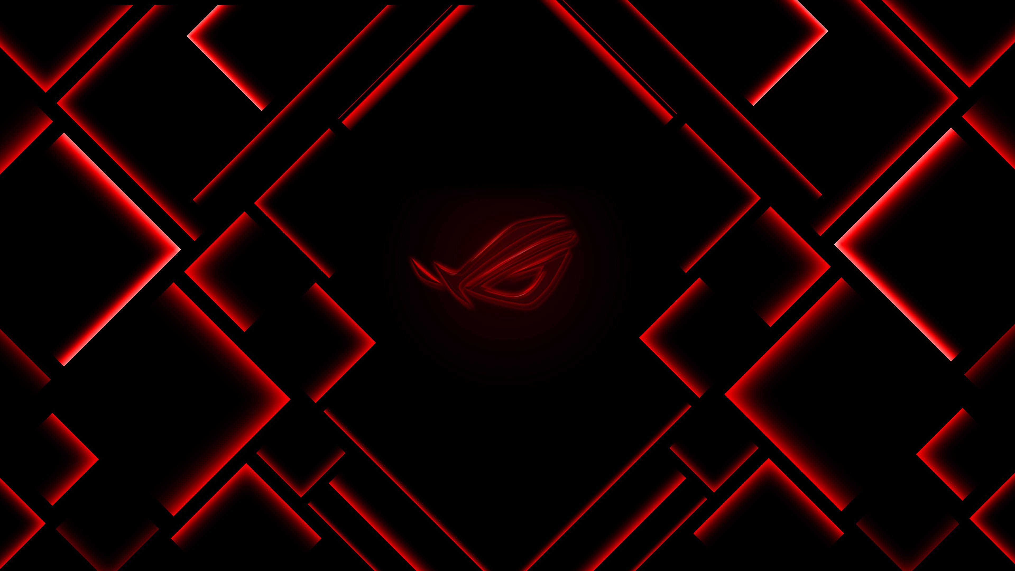 Asus Rog 4K Gaming, ROG logo, red diamonds, 4K Desktop Wallpaper
