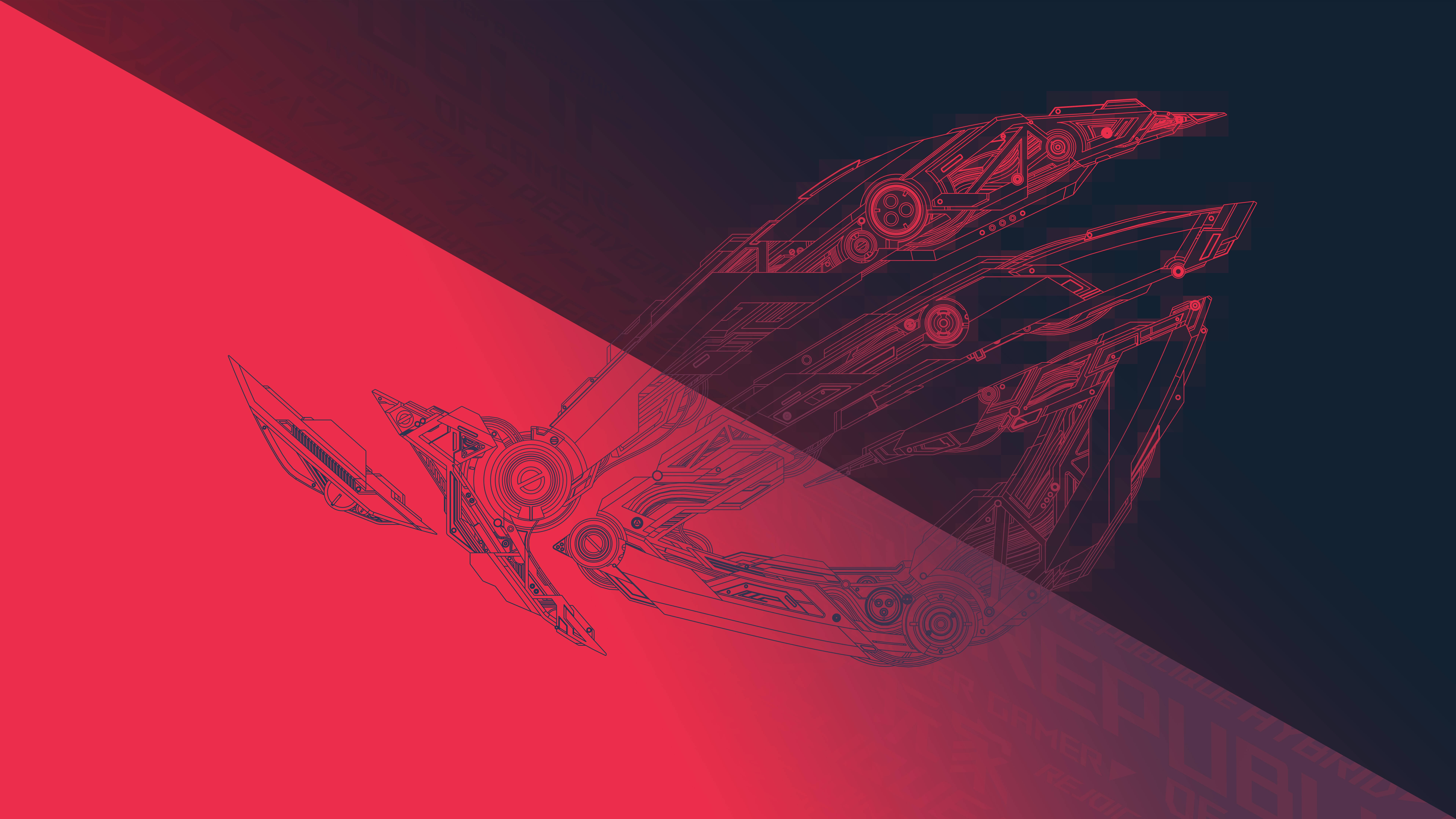 ASUS ROG 4K Gaming, glowing red, split red and dark blue background, 8K Desktop Wallpaper