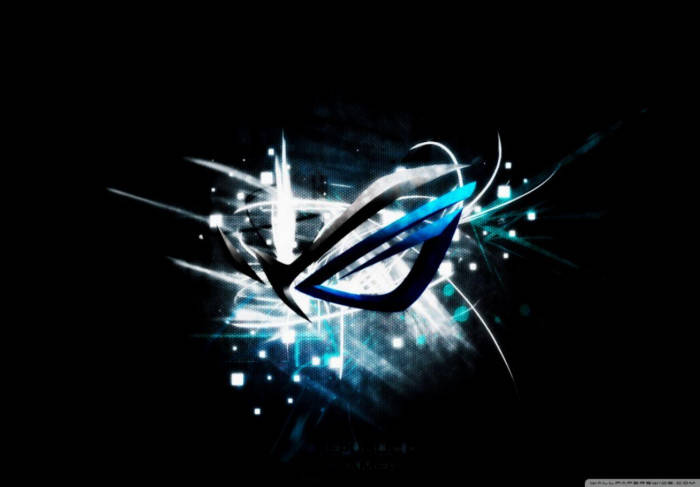 ASUS ROG Logo, glowing blue, white streaks, SD Desktop Wallpaper