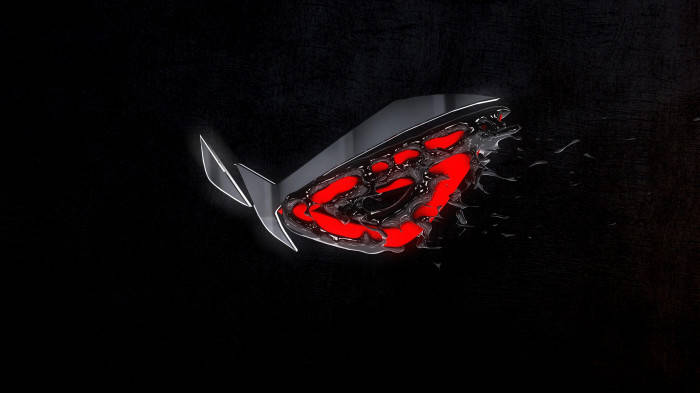 ASUS ROG Logo, glowing red, silver, SD Desktop Wallpaper