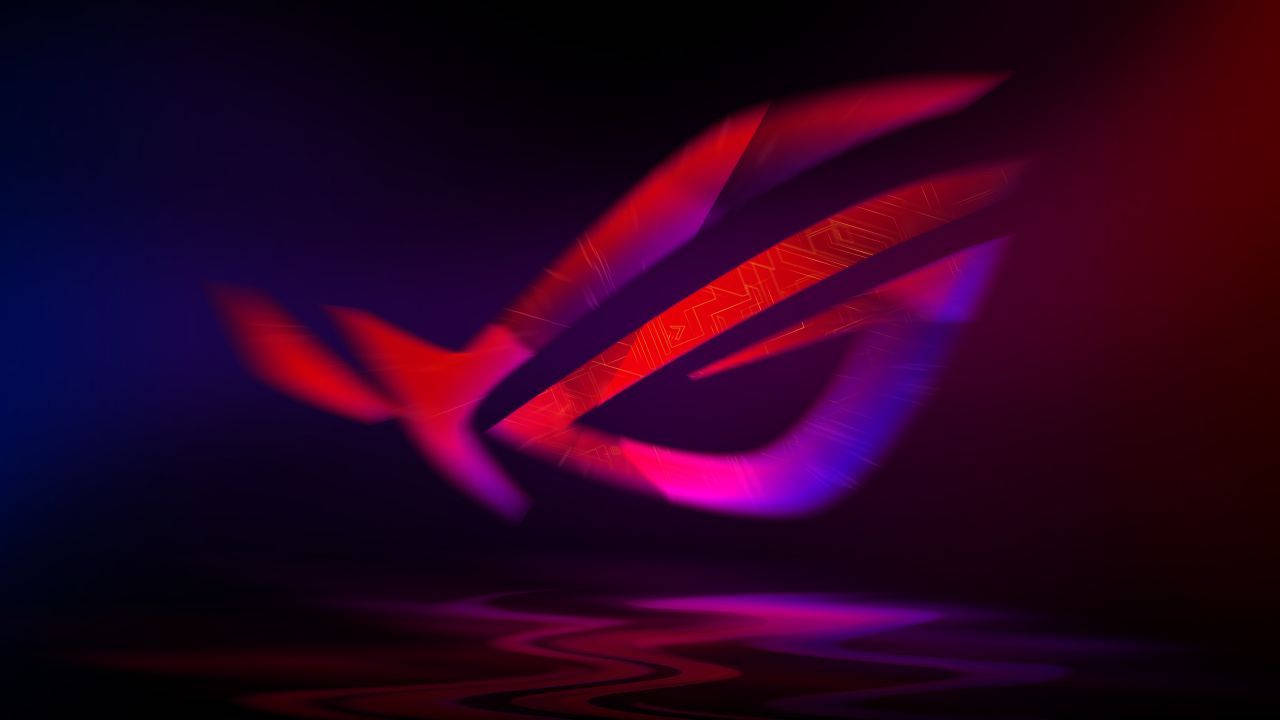 Asus ROG, red and purple, circuit patterns, HD Desktop Wallpaper