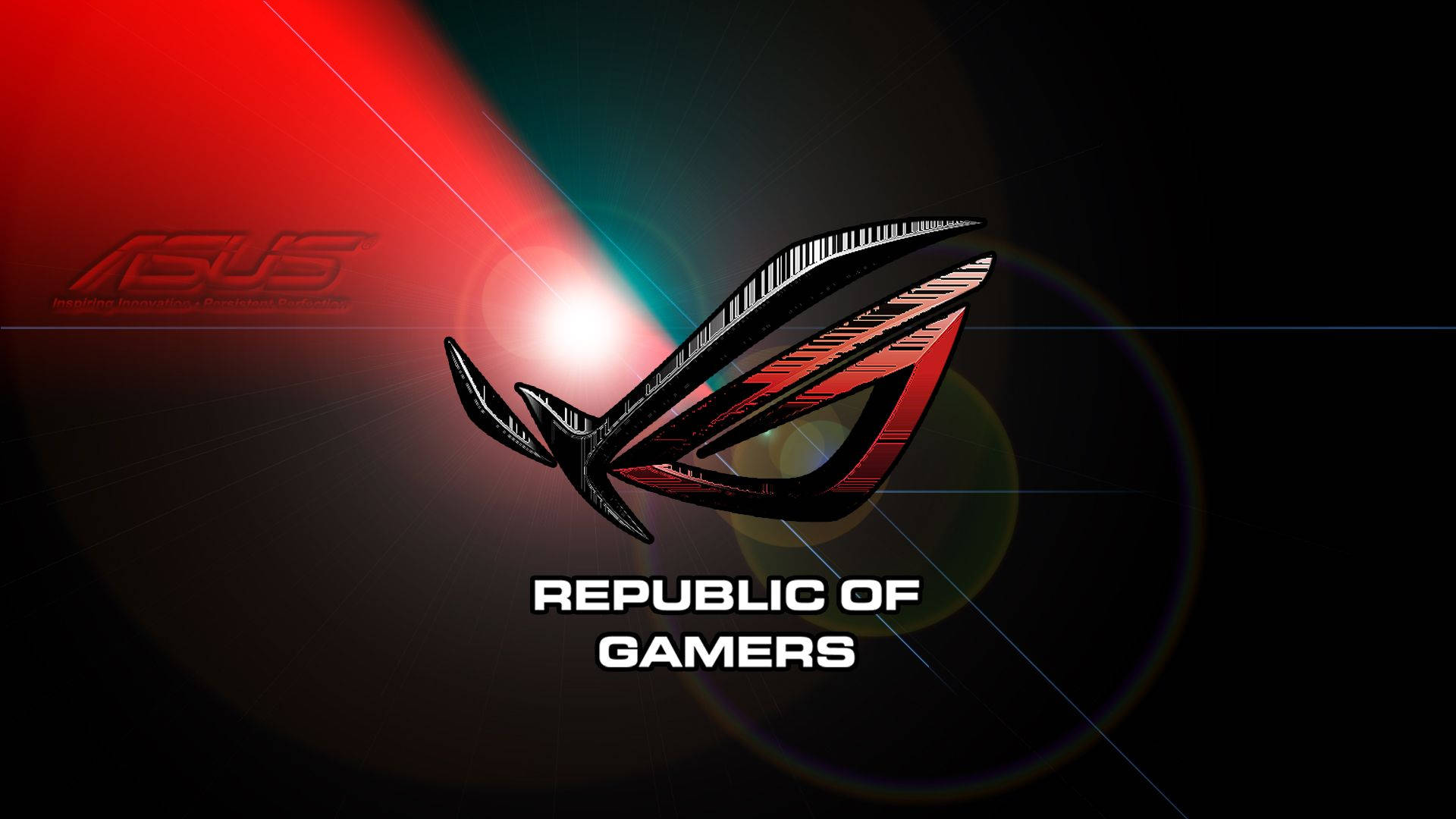 Asus ROG, ROG logo, red and teal light, Full HD Desktop Wallpaper