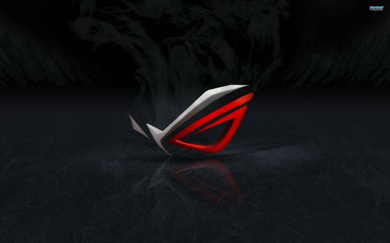 Asus ROG, red and silver ROG logo, dark reflective surface, HD Desktop Wallpaper