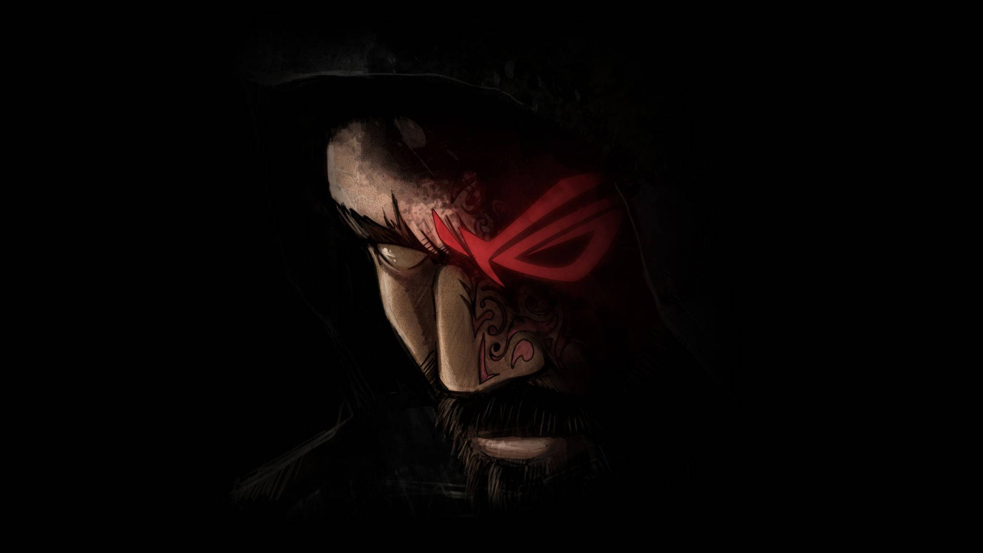 Rog Red Eye, hooded warrior, glowing red eyes, Full HD Desktop Wallpaper