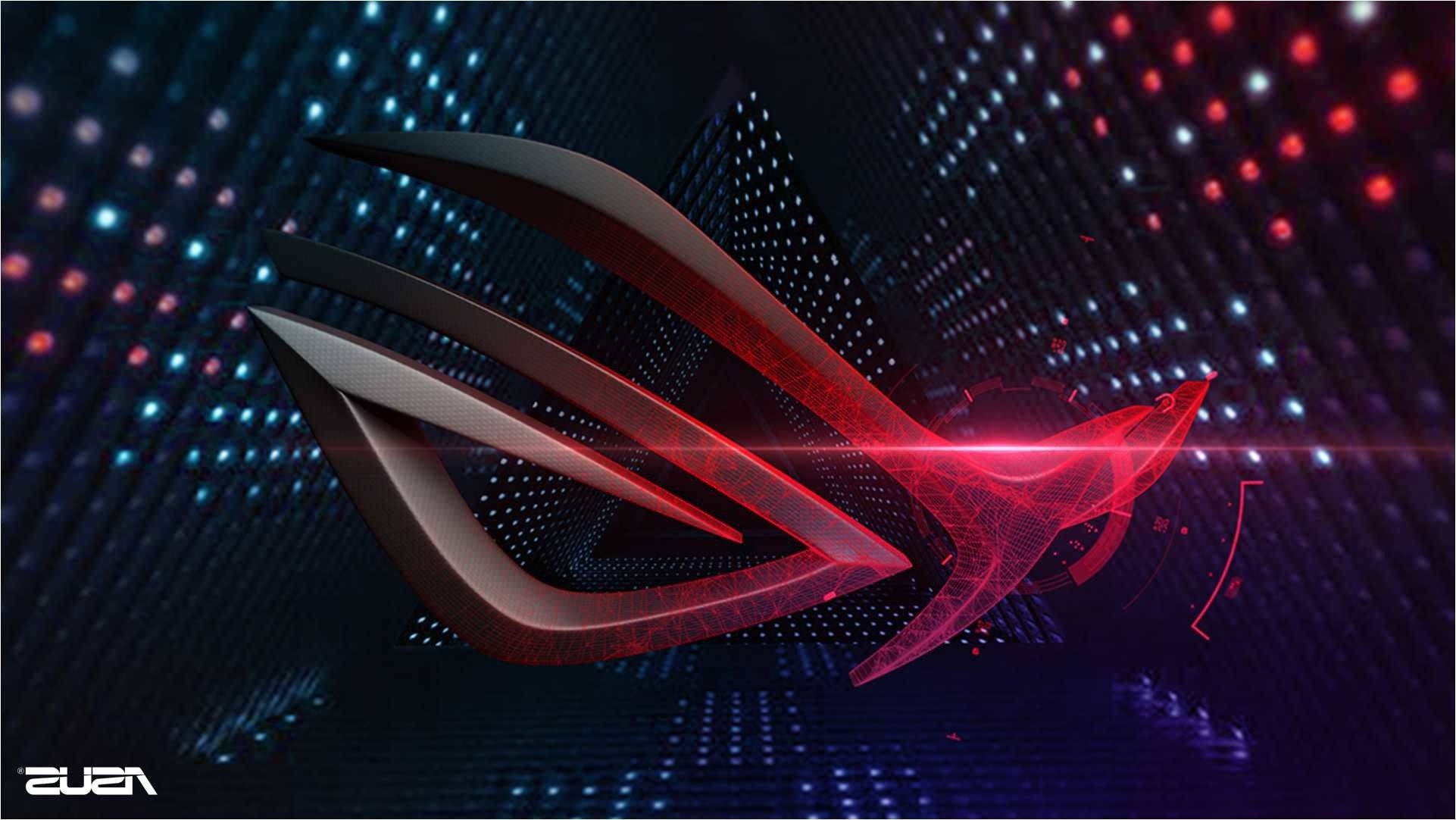 Asus ROG, glowing red and black ROG logo, digital tunnel, Full HD Desktop Wallpaper