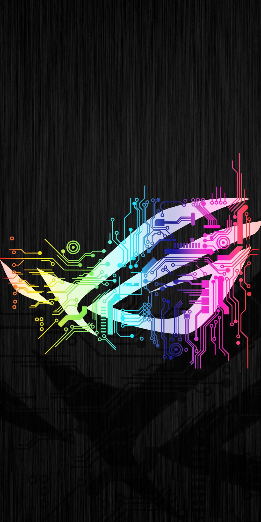 Asus ROG Phone, rainbow circuit board, glowing ROG logo, Full HD Phone Wallpaper