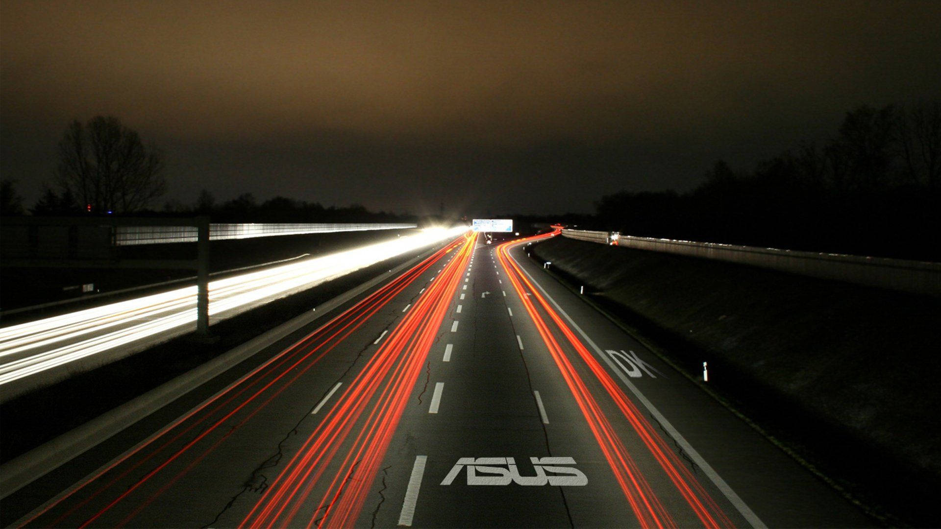 Asus, Night Road aesthetic, Glowing Lights, Full HD Desktop Wallpaper